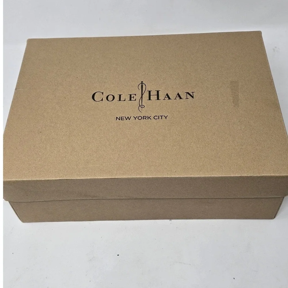 Cole Haan women 9.5B black Chelsea buckle pump Almond toe stiletto platform chic